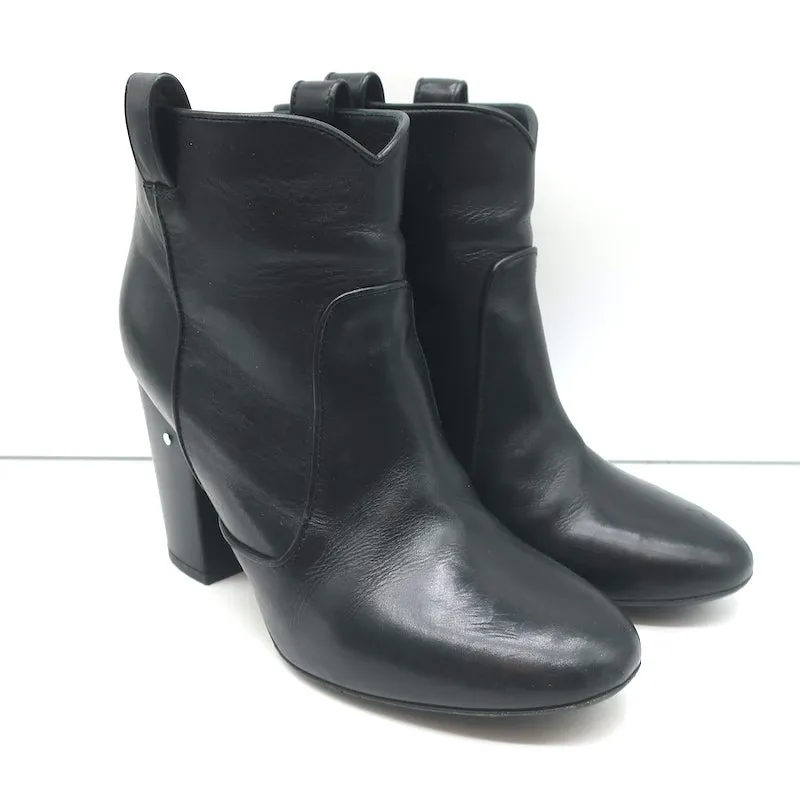 Laurence Dacade Pete Knöchelstiefel Schwarzes Leder Größe 37.5 High Heel Booties