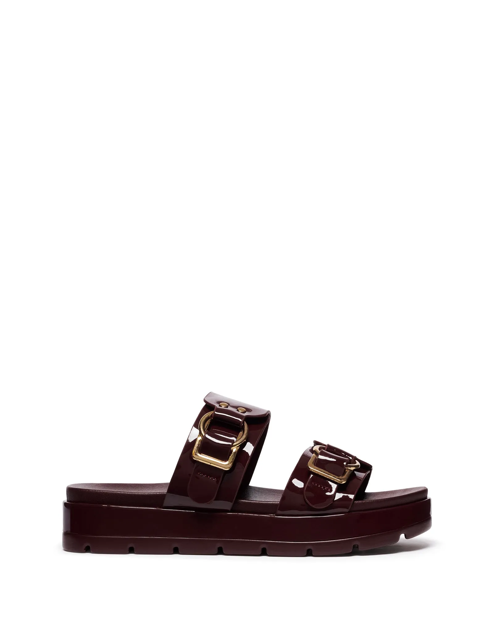 Litmus Flatform Sandalen Kirschrot Lackleder