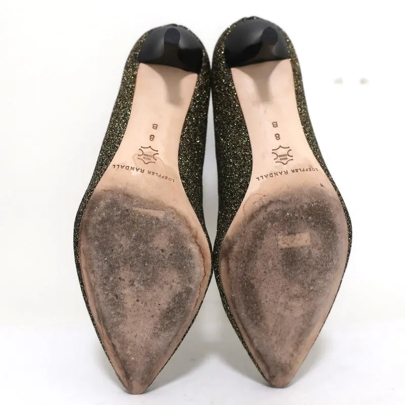 Loeffler Randall Knöchelstiefel Kassidy Gold Dehnbare Strickgröße 8 Stiefeletten mit niedrigem Absatz