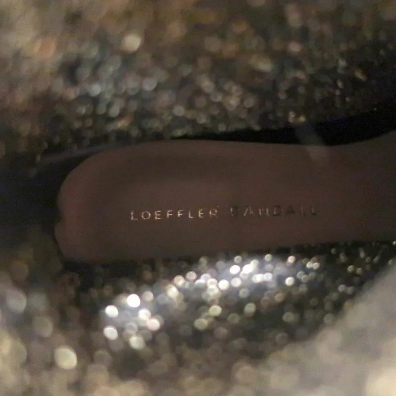 Loeffler Randall Knöchelstiefel Kassidy Gold Dehnbare Strickgröße 8 Stiefeletten mit niedrigem Absatz