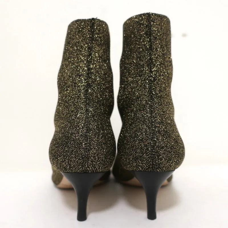 Loeffler Randall Knöchelstiefel Kassidy Gold Dehnbare Strickgröße 8 Stiefeletten mit niedrigem Absatz
