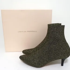 Loeffler Randall Knöchelstiefel Kassidy Gold Dehnbare Strickgröße 8 Stiefeletten mit niedrigem Absatz
