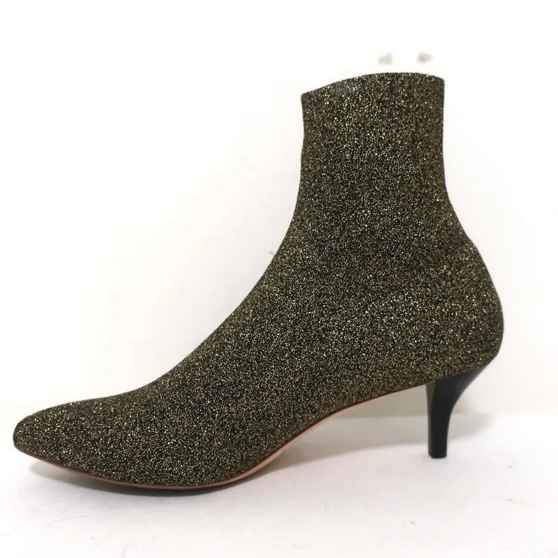 Loeffler Randall Knöchelstiefel Kassidy Gold Dehnbare Strickgröße 8 Stiefeletten mit niedrigem Absatz