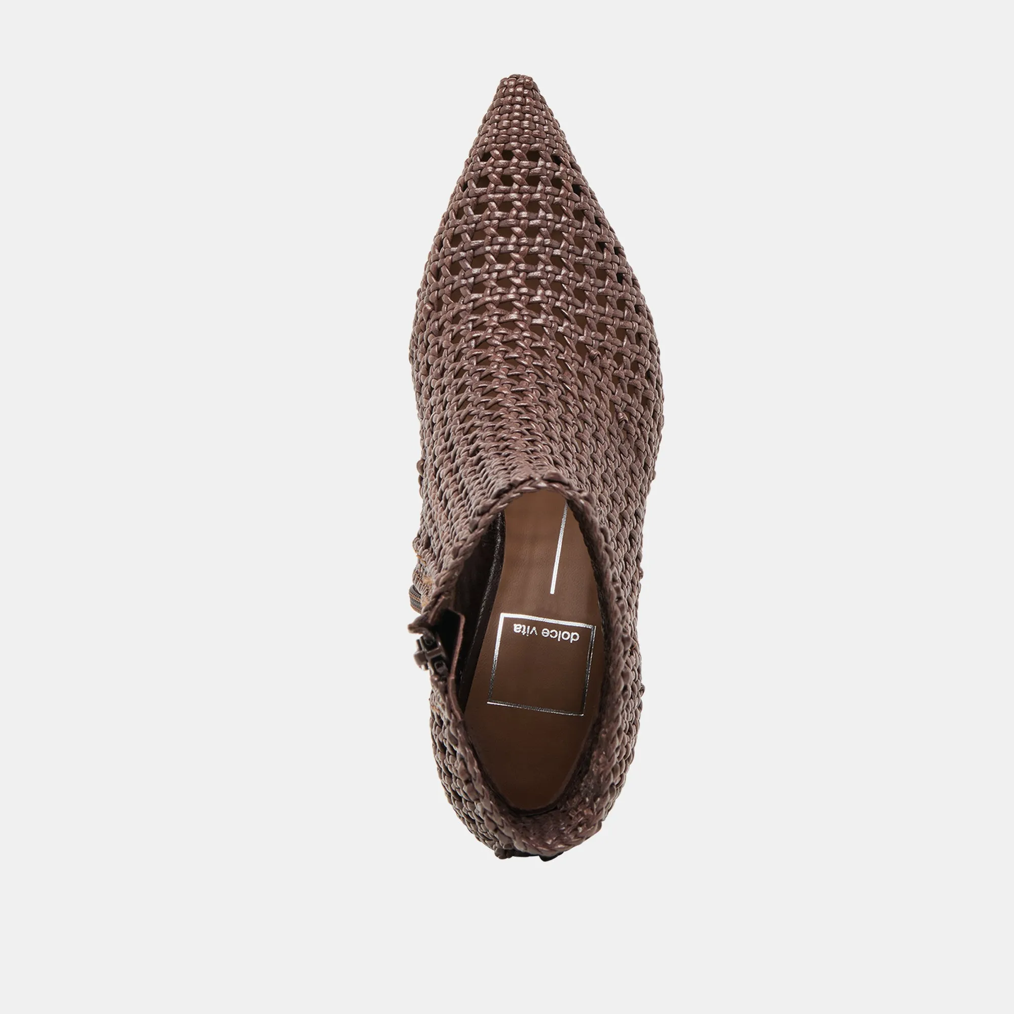 LONNI STIEFELETTEN DK BRAUN GEFLOCHTENES LEDER