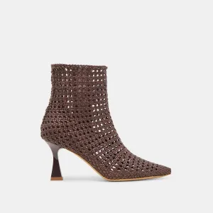 LONNI STIEFELETTEN DK BRAUN GEFLOCHTENES LEDER