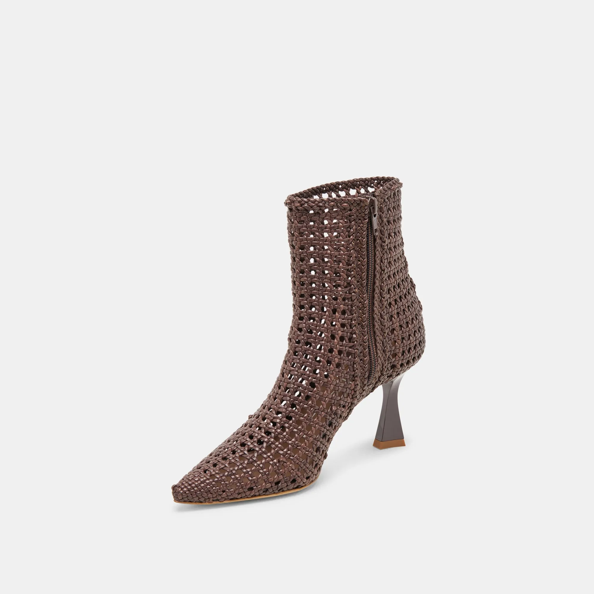 LONNI STIEFELETTEN DK BRAUN GEFLOCHTENES LEDER
