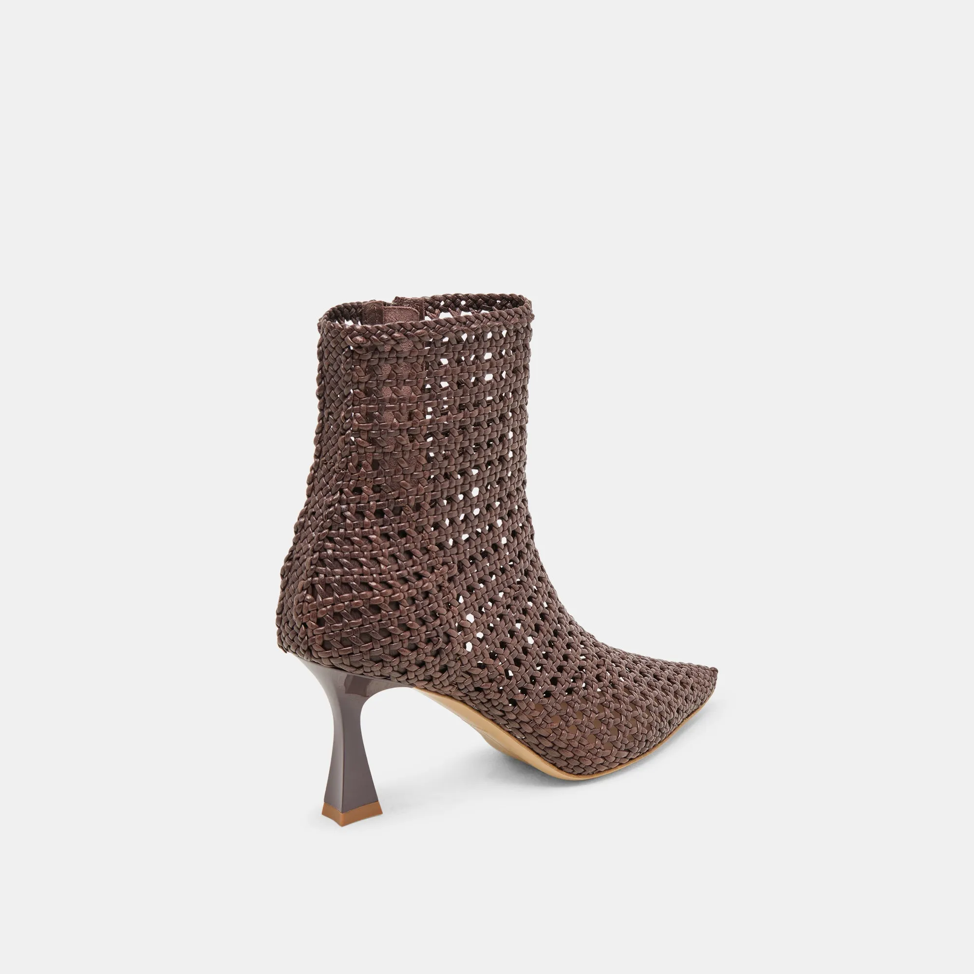 LONNI STIEFELETTEN DK BRAUN GEFLOCHTENES LEDER