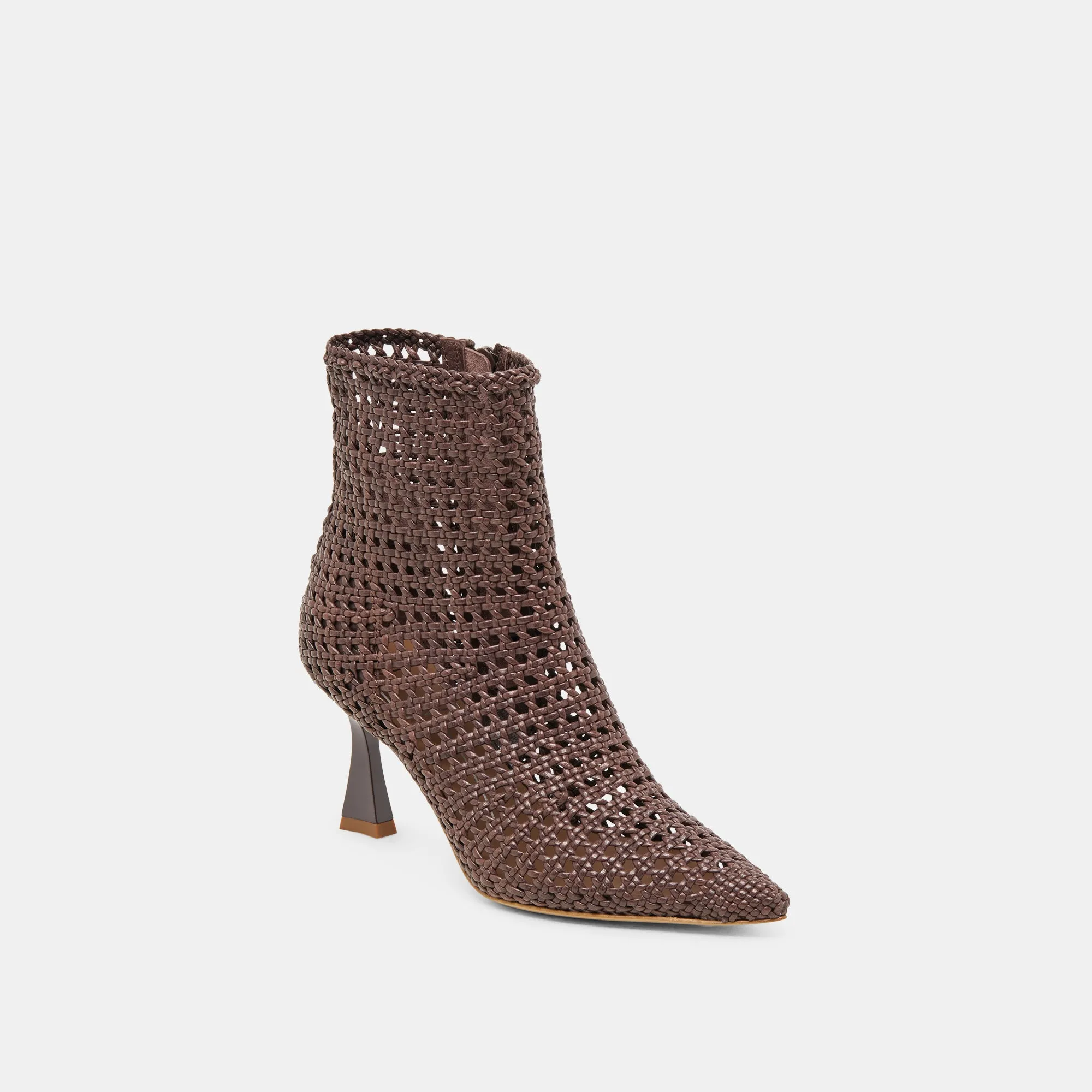 LONNI STIEFELETTEN DK BRAUN GEFLOCHTENES LEDER