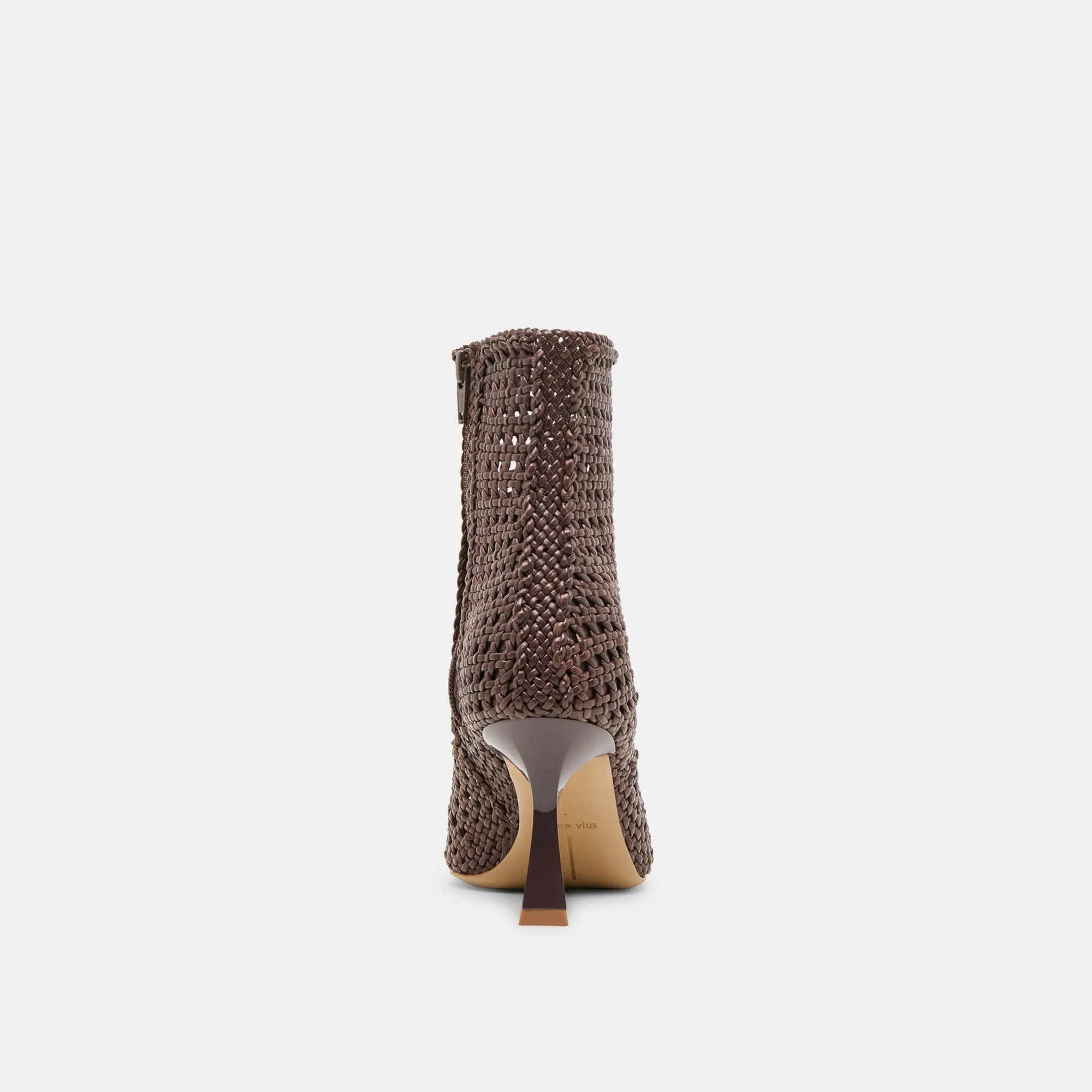 LONNI STIEFELETTEN DK BRAUN GEFLOCHTENES LEDER