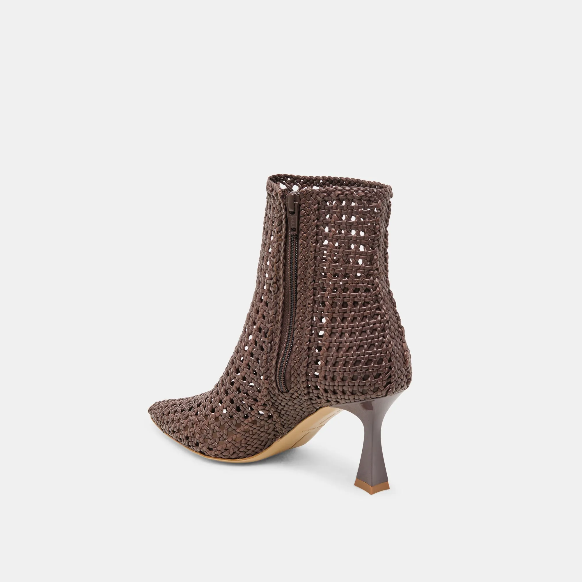 LONNI STIEFELETTEN DK BRAUN GEFLOCHTENES LEDER