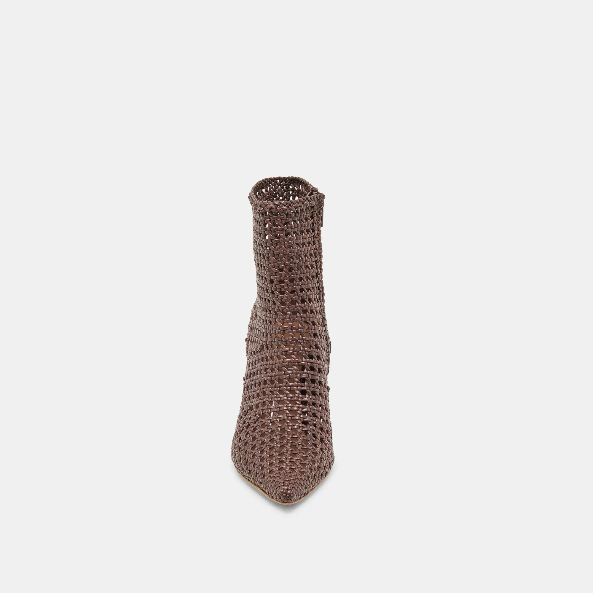 LONNI STIEFELETTEN DK BRAUN GEFLOCHTENES LEDER
