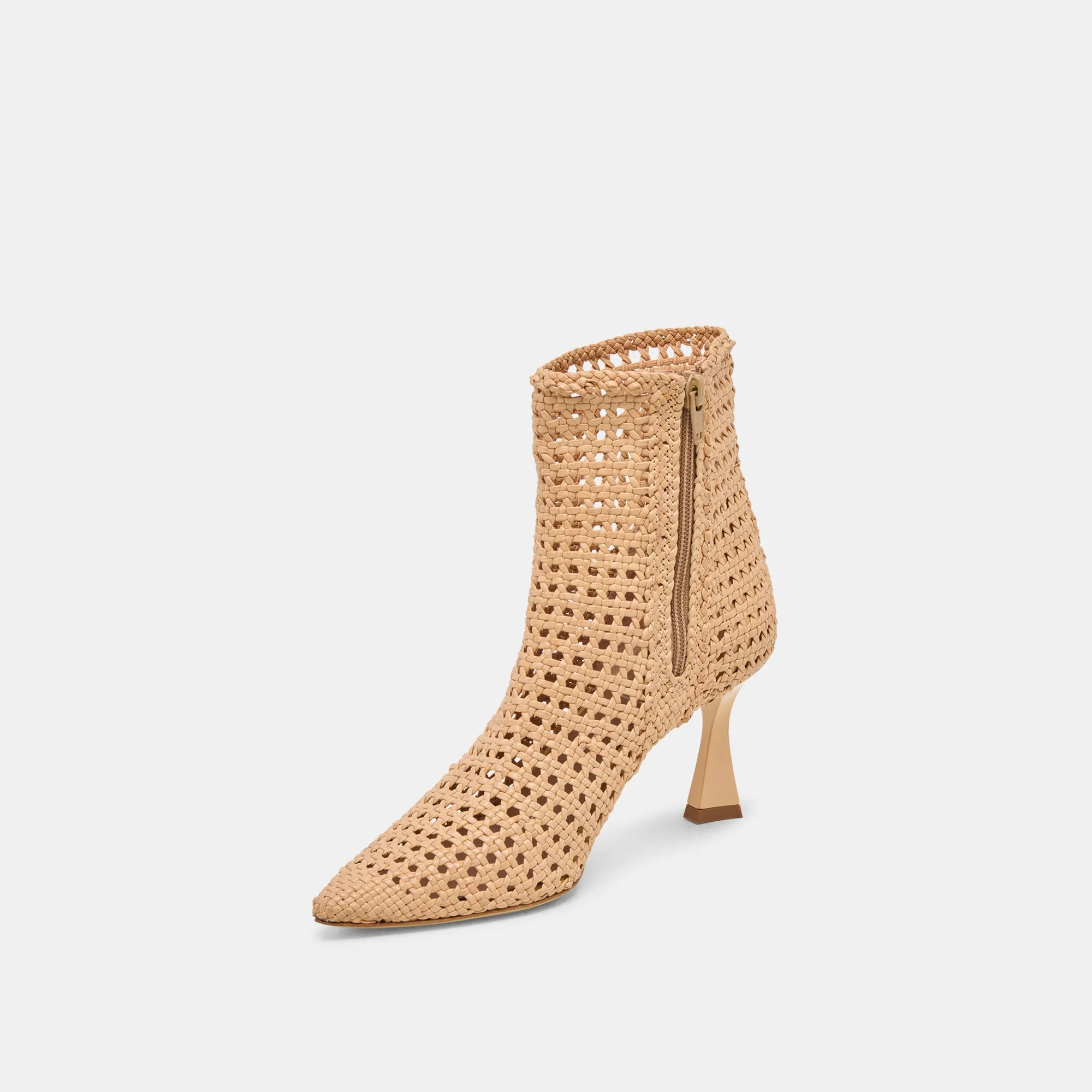 LONNI BOOTIES HELLBRAUN GEFLOCHTENES LEDER