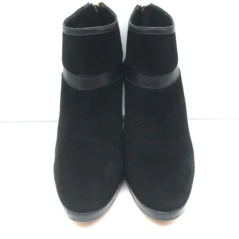 Loro Piana Platform Booties Schwarz Leder & Wildleder Größe 37.5 High Heel Knöchelstiefel