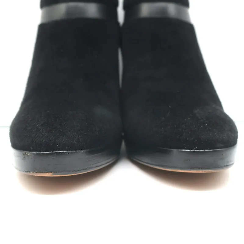 Loro Piana Platform Booties Schwarz Leder & Wildleder Größe 37.5 High Heel Knöchelstiefel