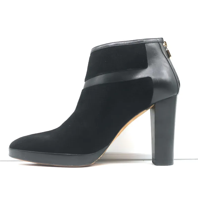 Loro Piana Platform Booties Schwarz Leder & Wildleder Größe 37.5 High Heel Knöchelstiefel