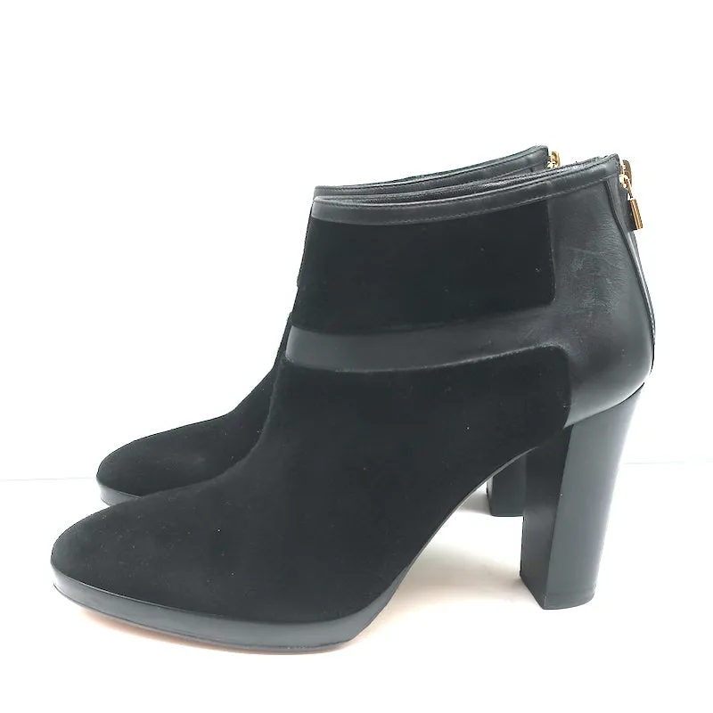 Loro Piana Platform Booties Schwarz Leder & Wildleder Größe 37.5 High Heel Knöchelstiefel