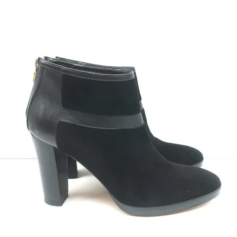 Loro Piana Platform Booties Schwarz Leder & Wildleder Größe 37.5 High Heel Knöchelstiefel
