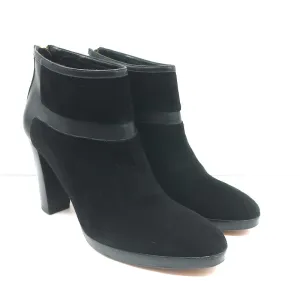 Loro Piana Platform Booties Schwarz Leder & Wildleder Größe 37.5 High Heel Knöchelstiefel