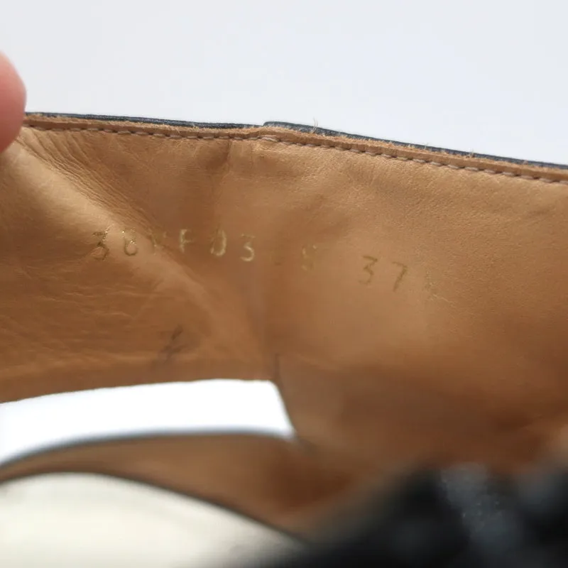 Maison Margiela Offene Stiefeletten Schwarz Leder Größe 37.5 Runder Absatz Slingback