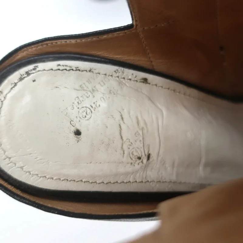Maison Margiela Offene Stiefeletten Schwarz Leder Größe 37.5 Runder Absatz Slingback