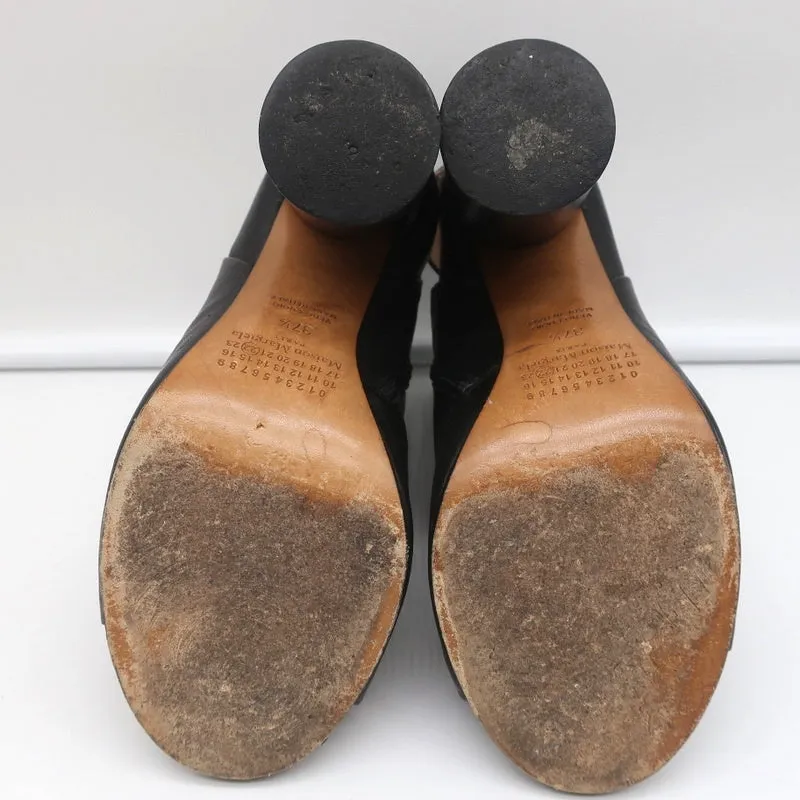 Maison Margiela Offene Stiefeletten Schwarz Leder Größe 37.5 Runder Absatz Slingback