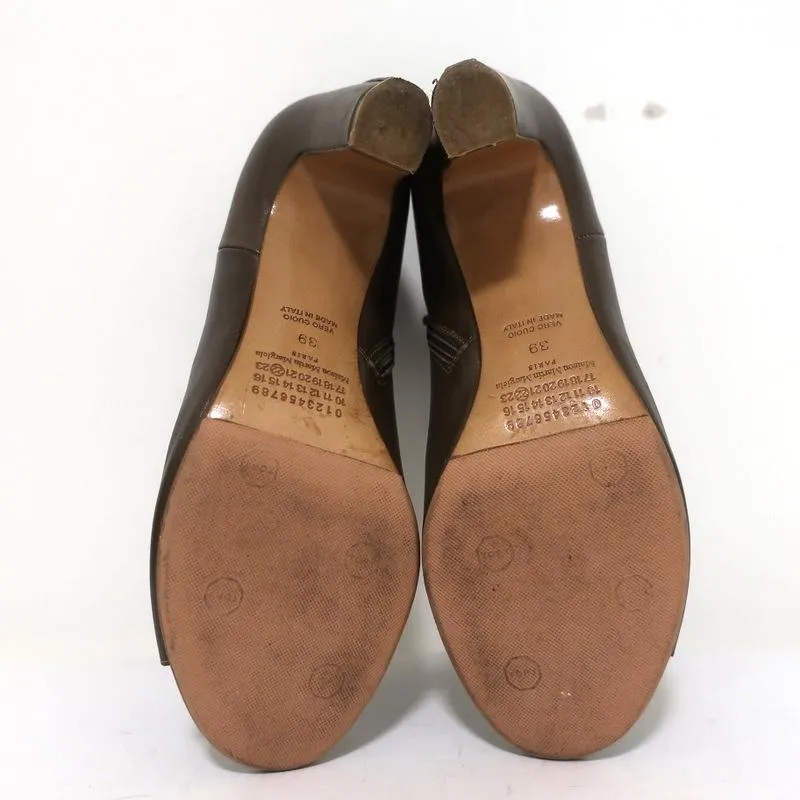 Maison Margiela Peeptoe-Stiefeletten Braun Leder Größe 39 Stiefeletten mit gebogener Absatz