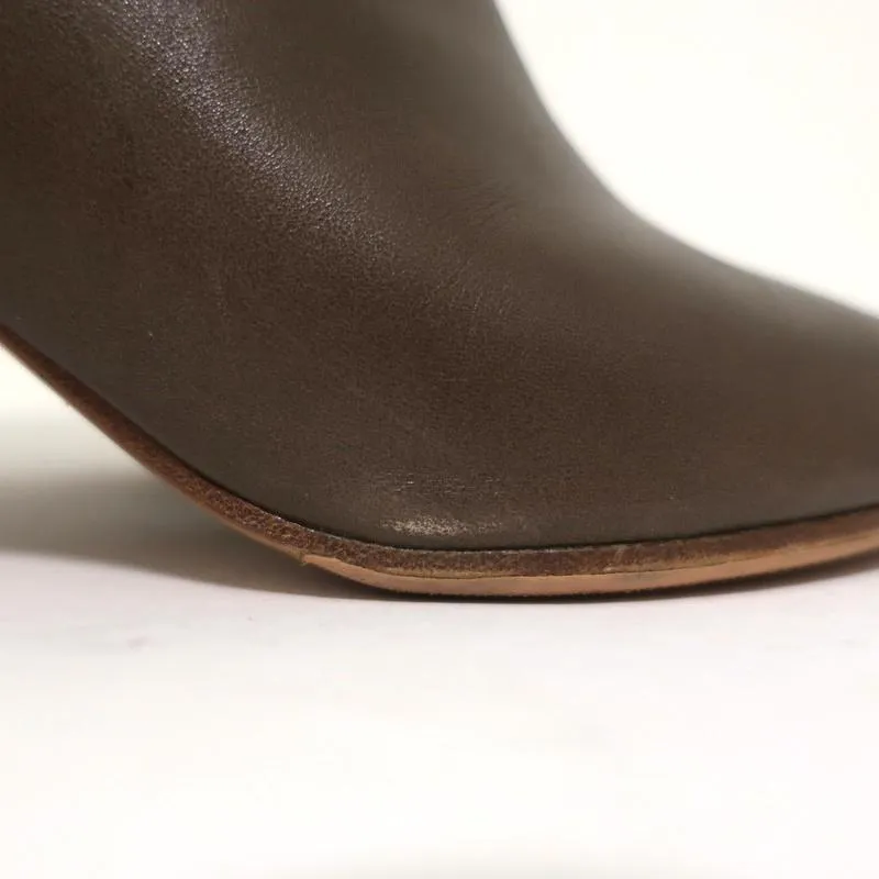 Maison Margiela Peeptoe-Stiefeletten Braun Leder Größe 39 Stiefeletten mit gebogener Absatz