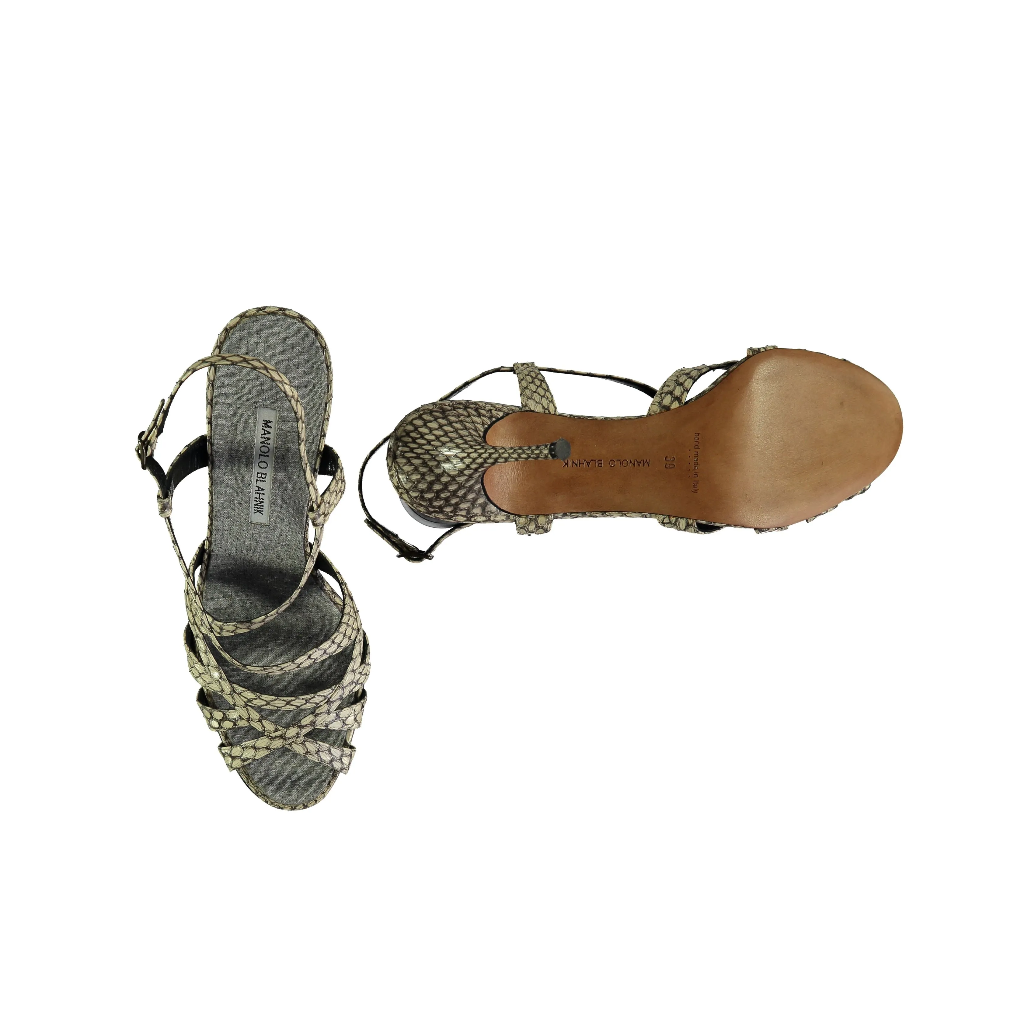 Manolo Blahnik Schlangenleder Riemchensandalette mit Absatz - Schuhe der 2010er Jahre_Manolo-Blahnik