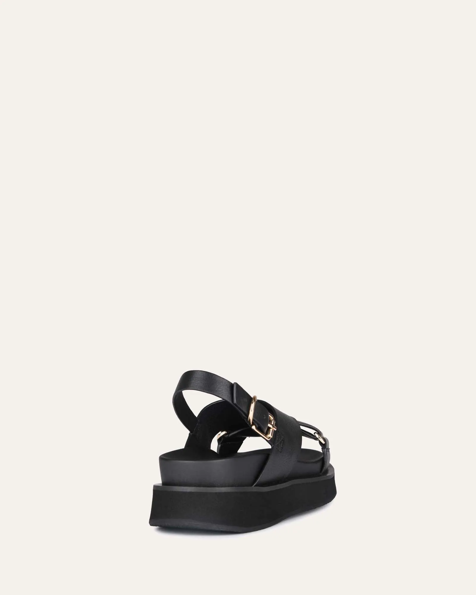 MARLEY FLACH SANDALEN SCHWARZES LEDER
