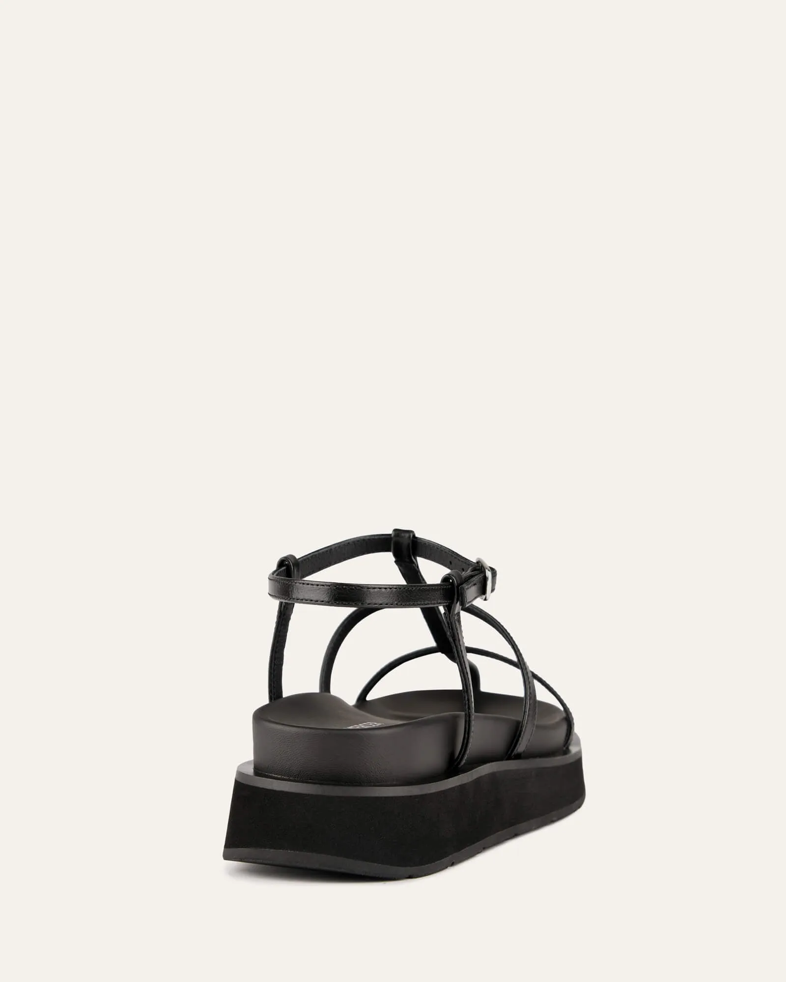 MINA FLACHER SANDALEN AUS SCHWARZEM LEDER