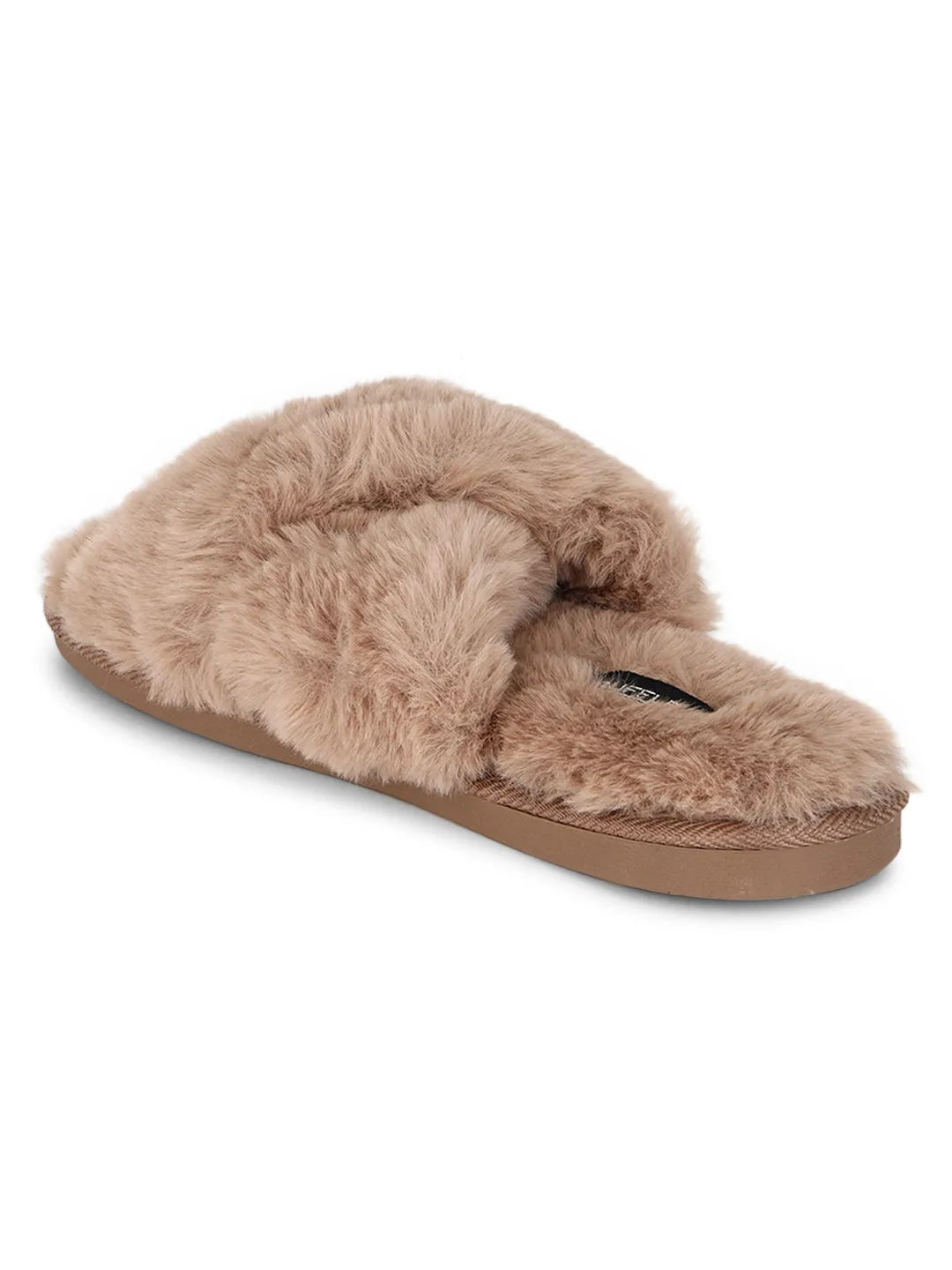 Mocha Pelz Winter Warme Bequeme Hausschuhe (TC-INDSLIP1-MOC)