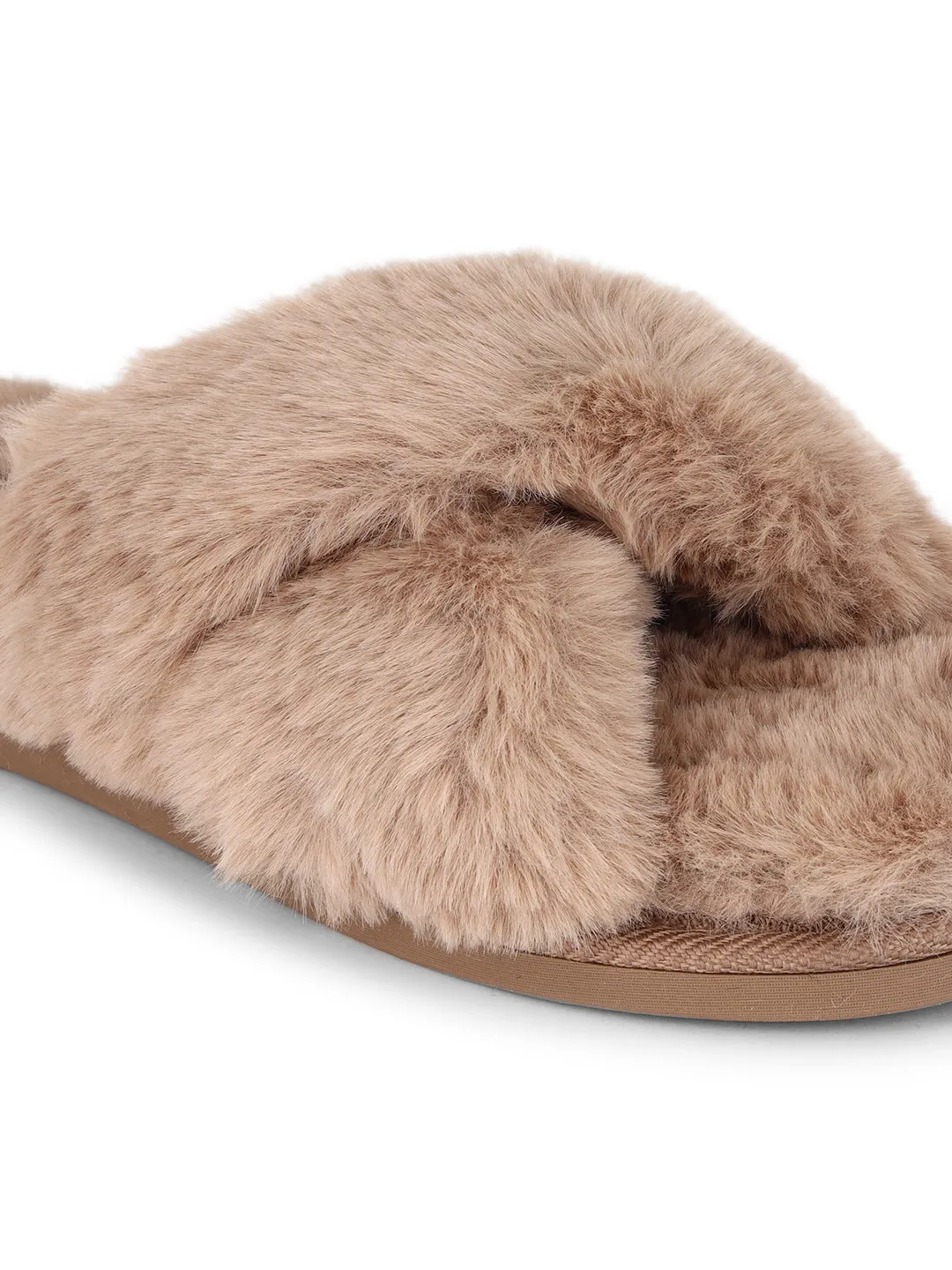 Mocha Pelz Winter Warme Bequeme Hausschuhe (TC-INDSLIP1-MOC)