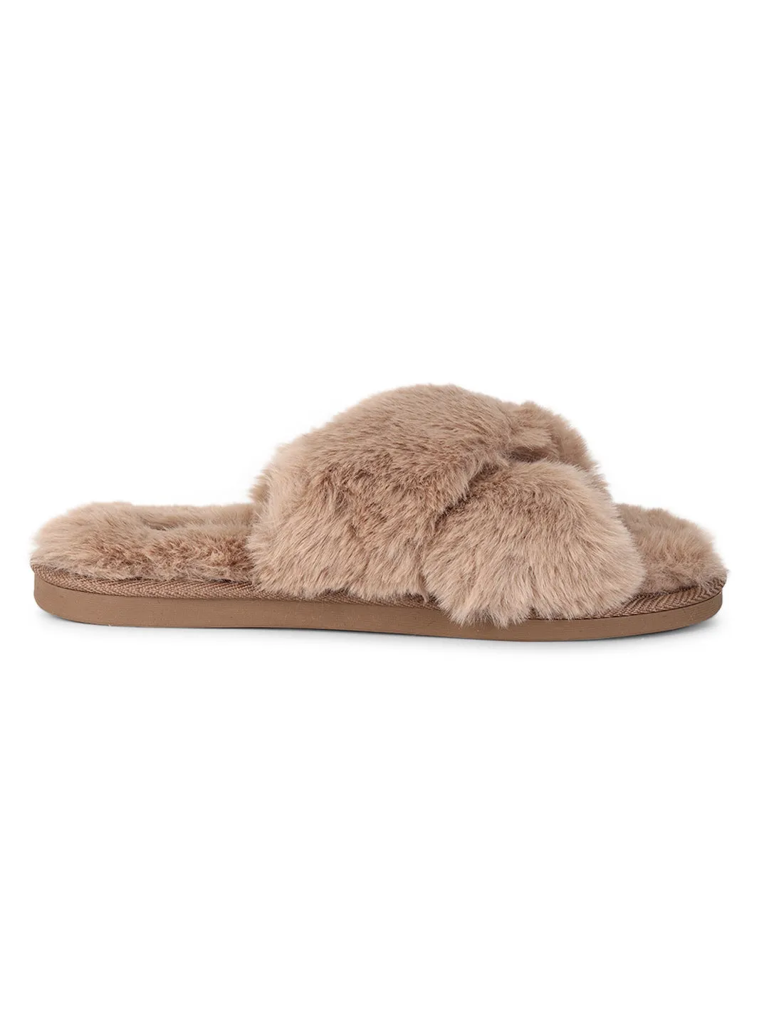 Mocha Pelz Winter Warme Bequeme Hausschuhe (TC-INDSLIP1-MOC)