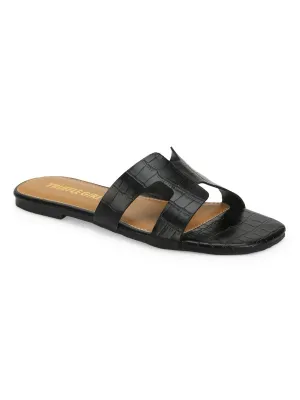 Nackte Croc-PU-Slip-On-Sandalen