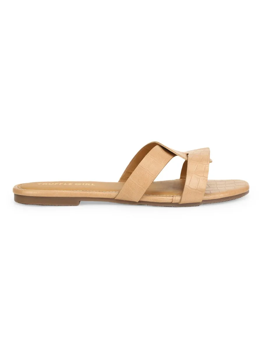 Nude Croc PU Schlupfer