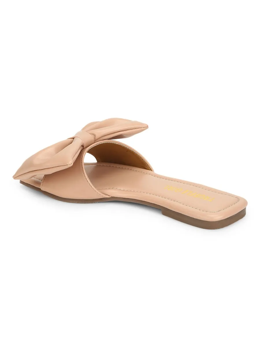 Nackte PU-Schleifen-Slip-Ons