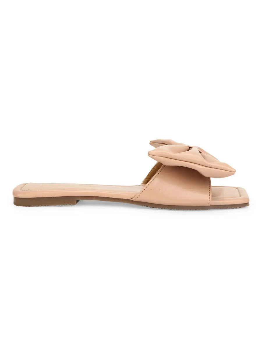 Nackte PU-Schleifen-Slip-Ons