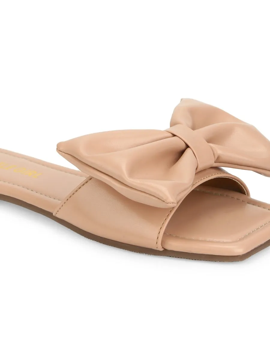 Nackte PU-Schleifen-Slip-Ons