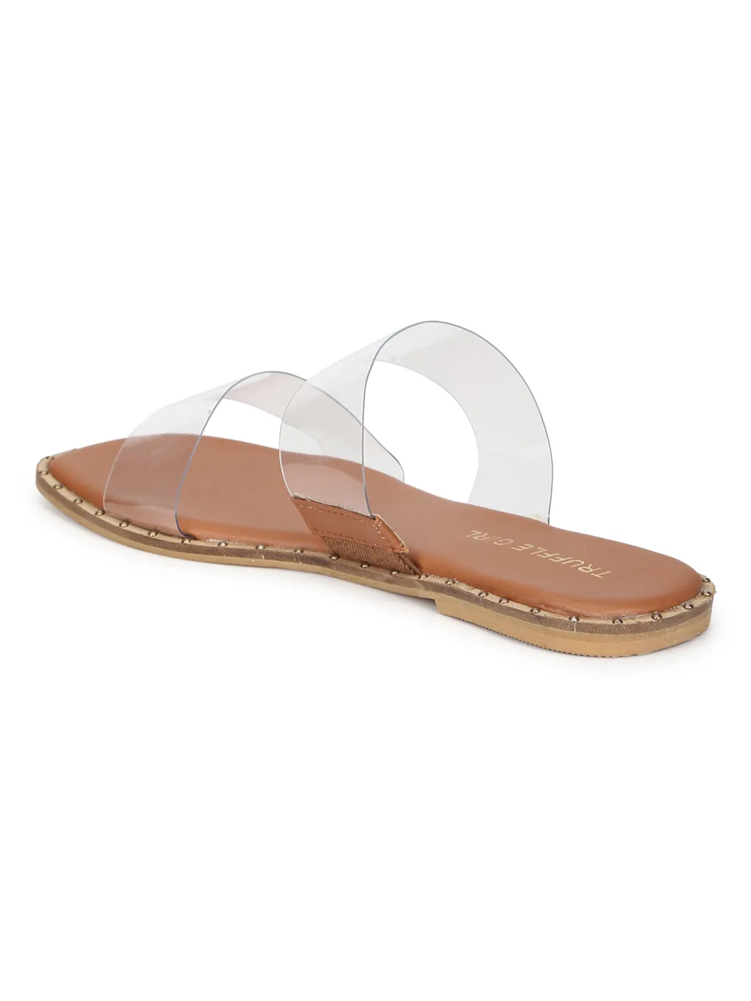 Nackte PU klare Riemchen-Slip-Ons