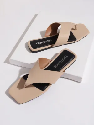 Nackte PU-Slipper mit eckiger Spitze (TC-RLST14-NUD)