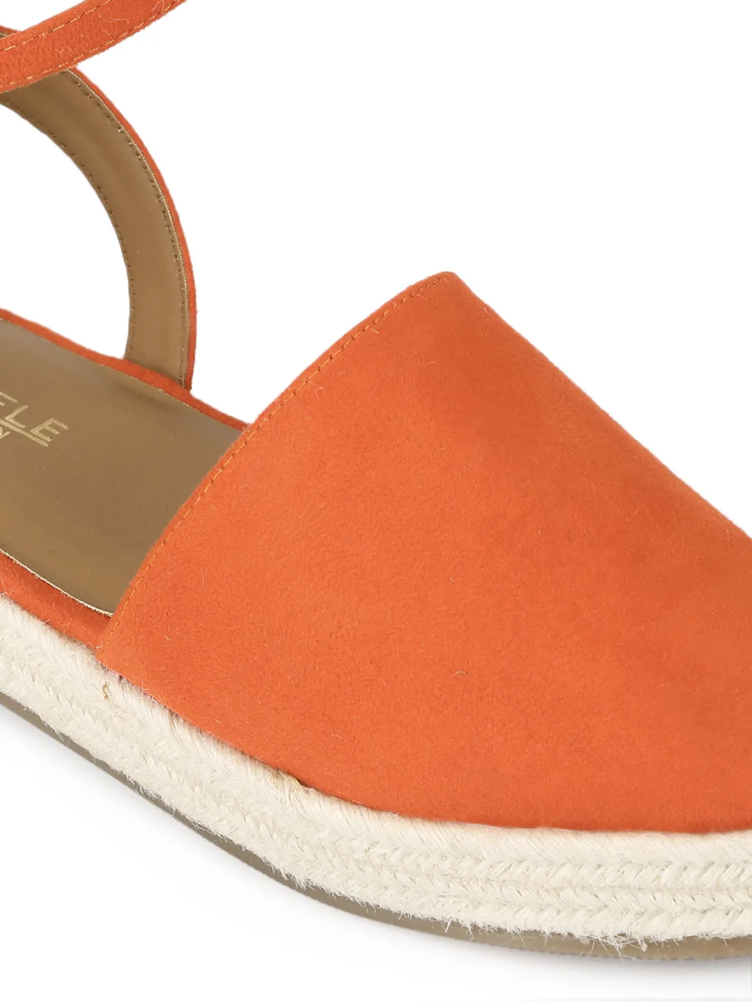 Orange Mikroflache Espadrille-Sandalen