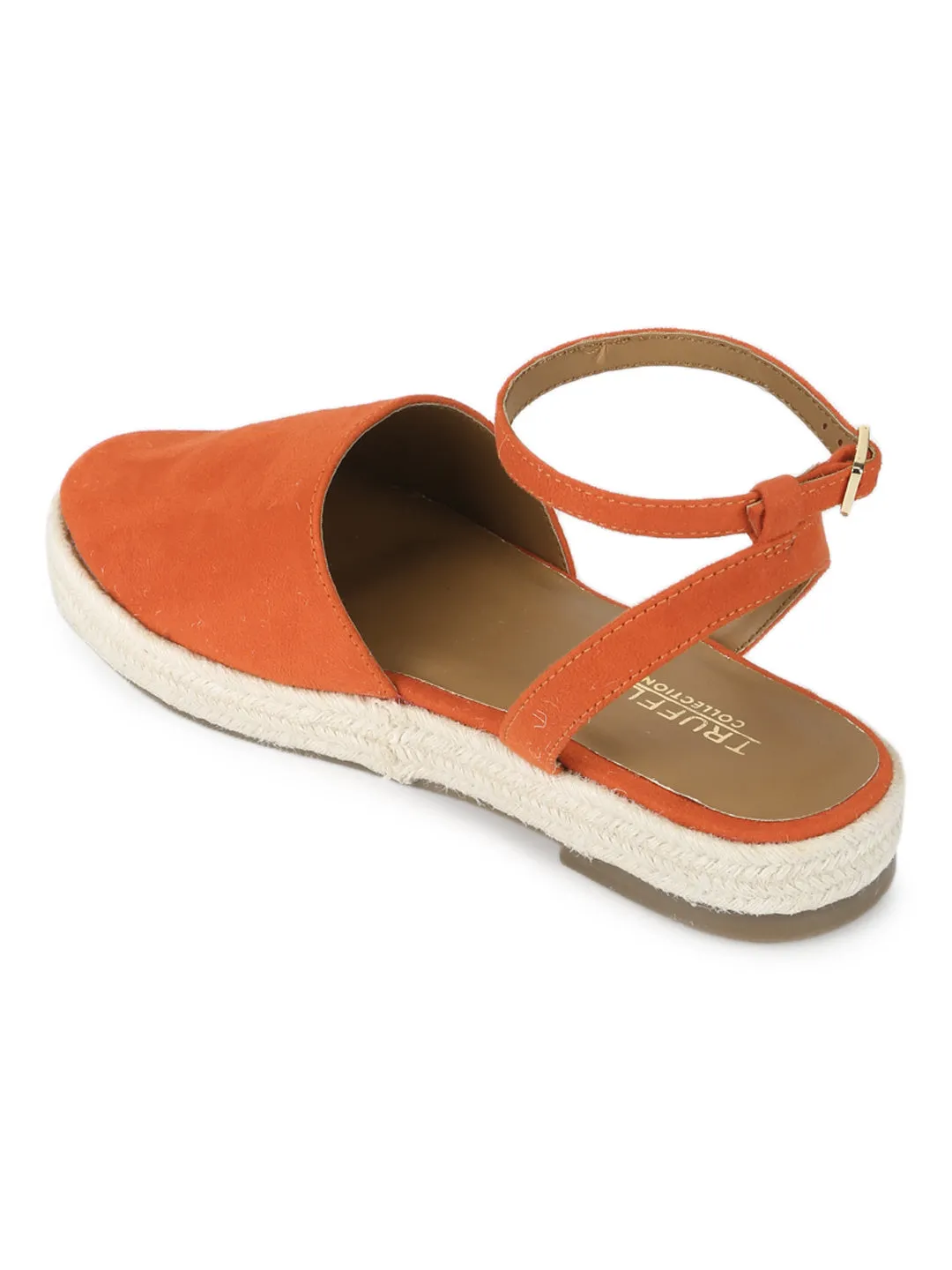 Orange Mikroflache Espadrille-Sandalen