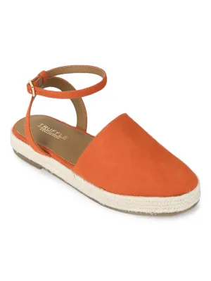 Orange Mikroflache Espadrille-Sandalen