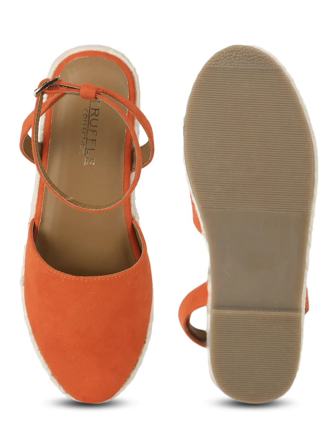 Orange Mikroflache Espadrille-Sandalen