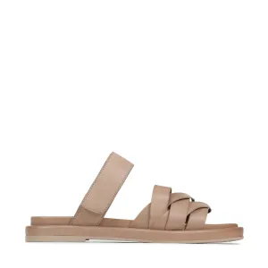 ORIANA LEDER-SLIDES SANDALEN