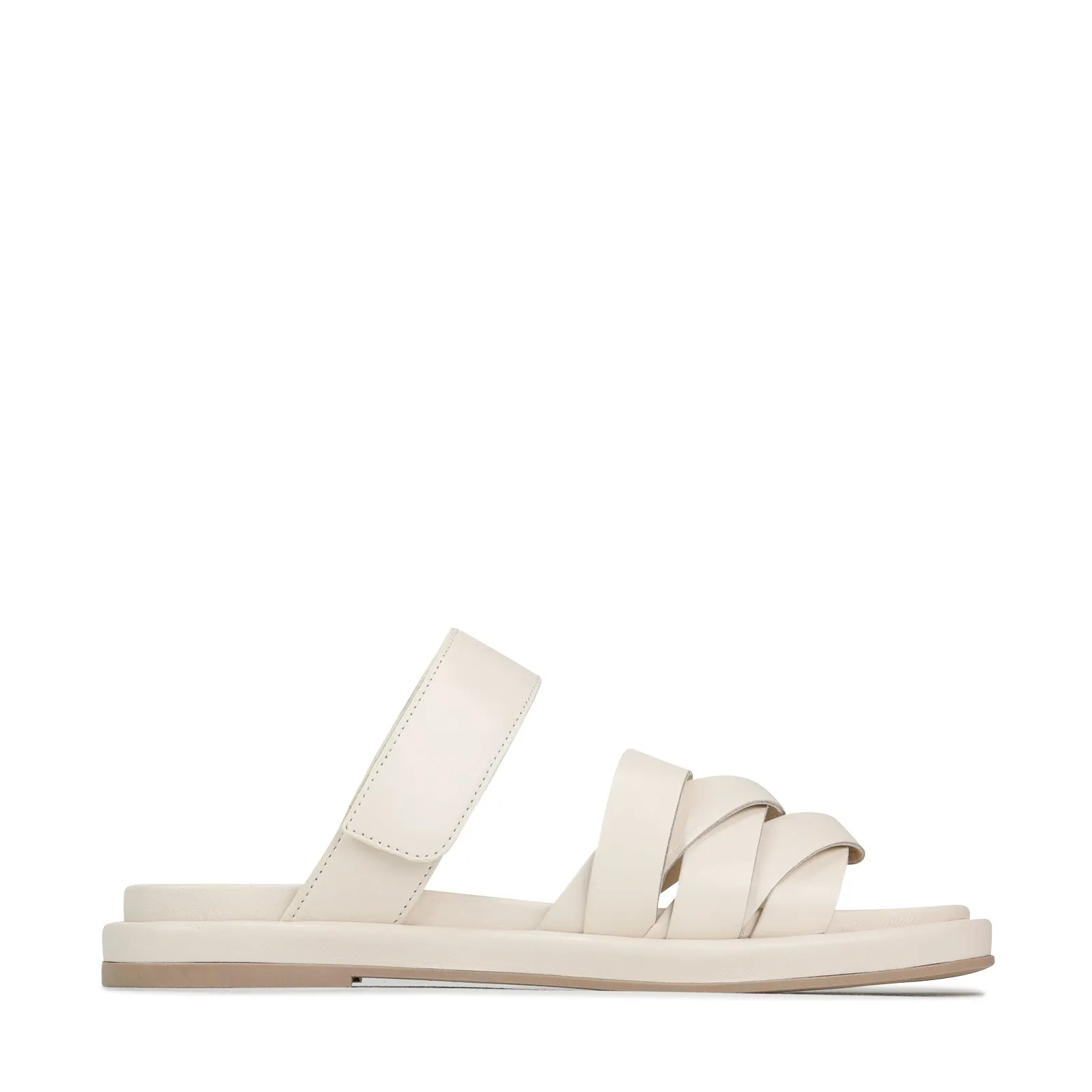 ORIANA LEDER-SLIDES SANDALEN