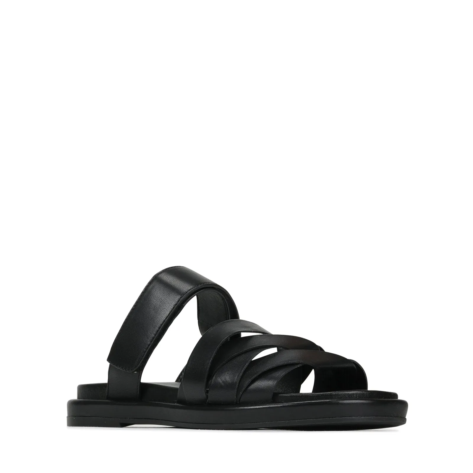 ORIANA LEDER-SLIDES SANDALEN