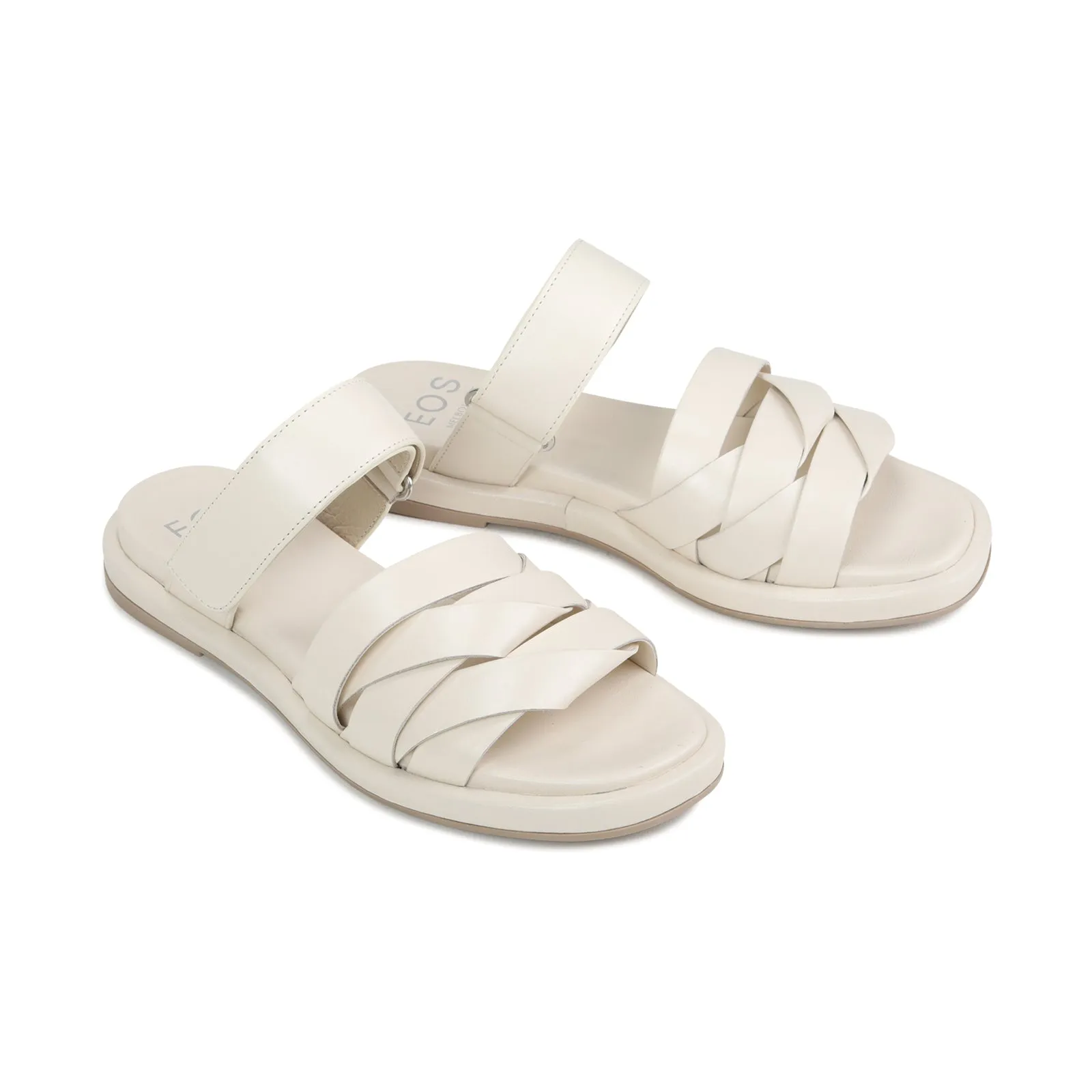ORIANA LEDER-SLIDES SANDALEN