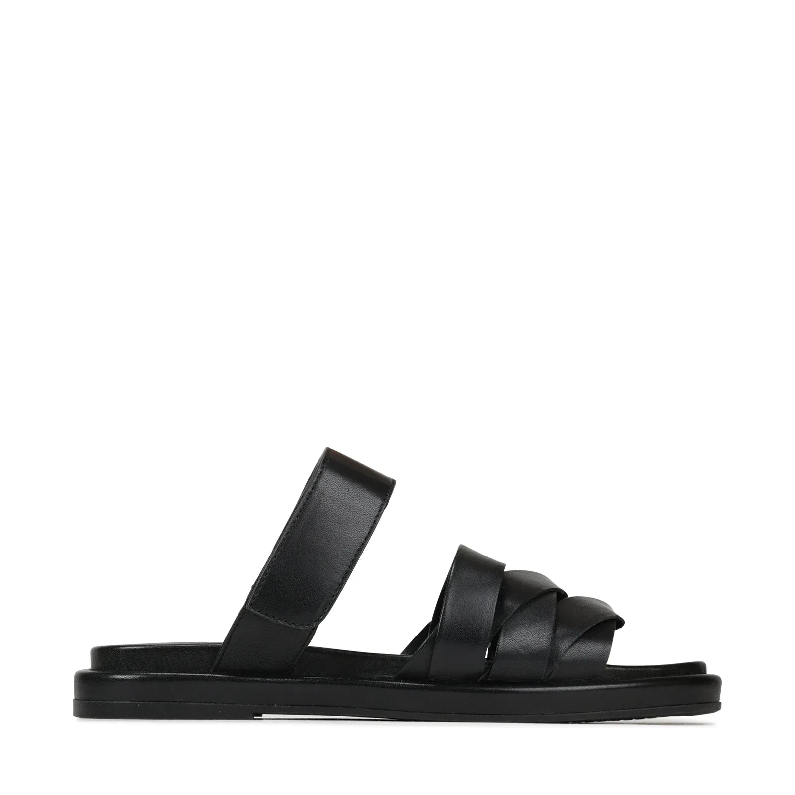 ORIANA LEDER-SLIDES SANDALEN