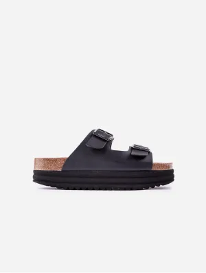 Plum Damen Vegane Fußbett-Sandalen | Matt Schwarz